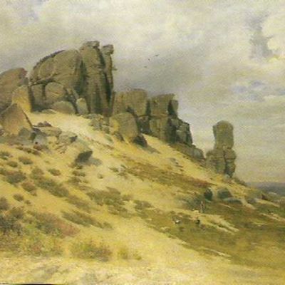 reprouukce obrazu malíře  J.Prouska- Skály Rotštejnské  -konec 19.století